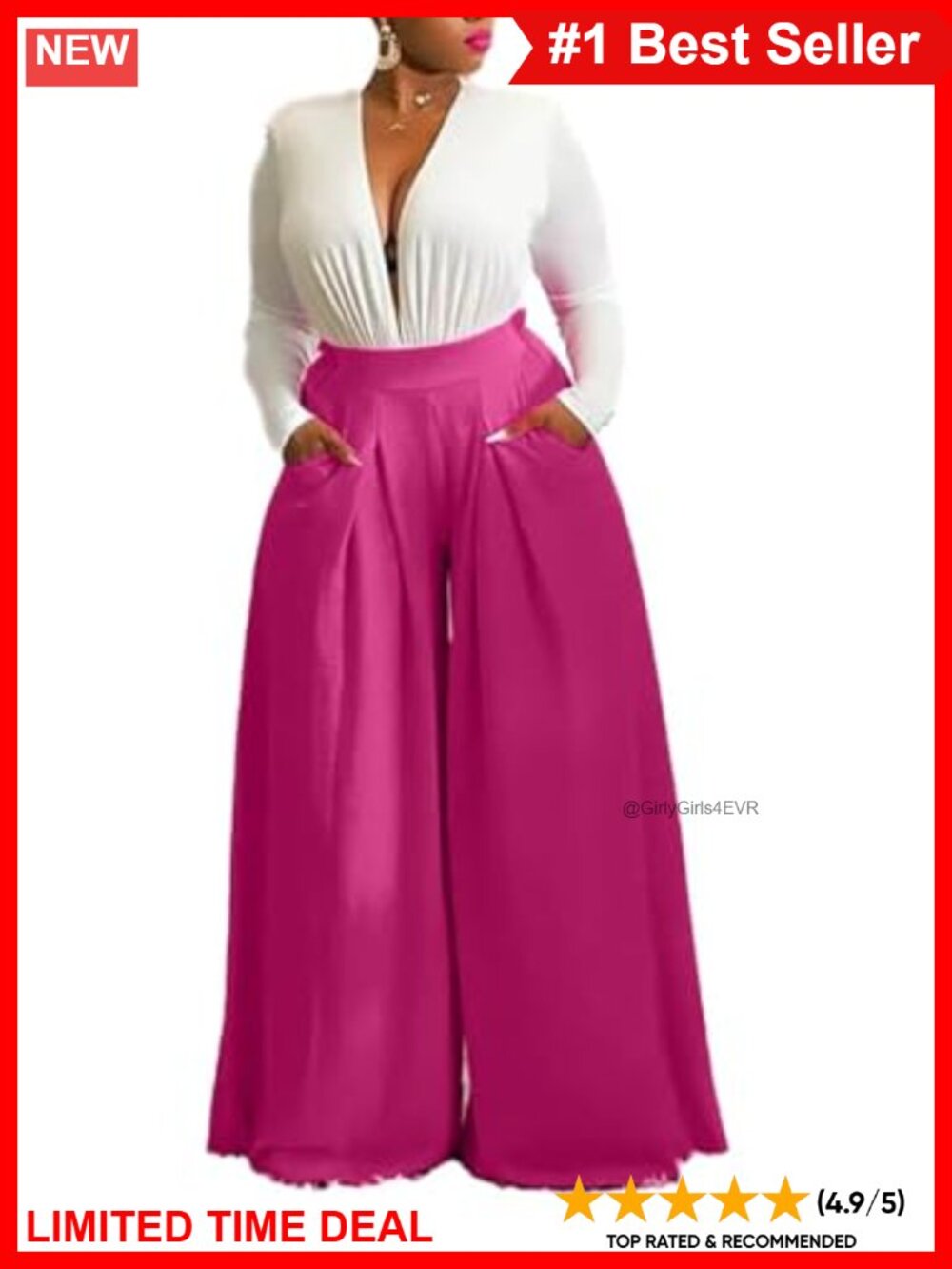Plus Size Wide Leg Palazzo Pants High Waist Lounge Pants with Pockets
